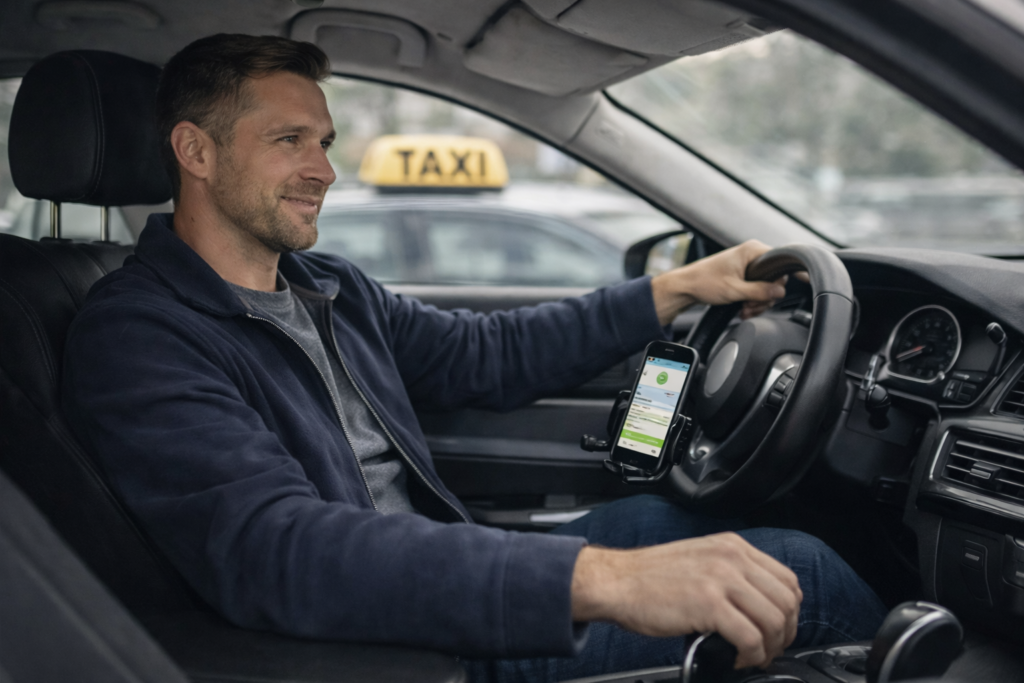 Chauffeur de taxi ayant opté pour la solution complète